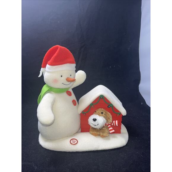Hallmark 2011 Jingle Pals DECK THE HALLS DUO Plush Snowman Dog House - Tested - Picture 1 of 8